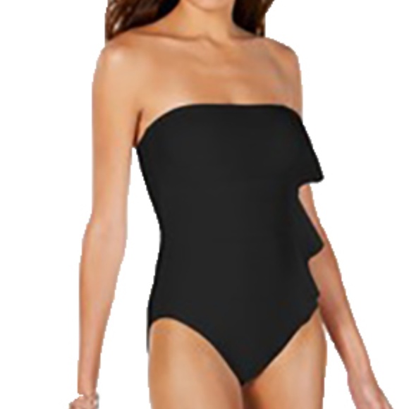 Dkny Other - DKNY Bandeau Ruffle Front One-Piece Swimsuit 10